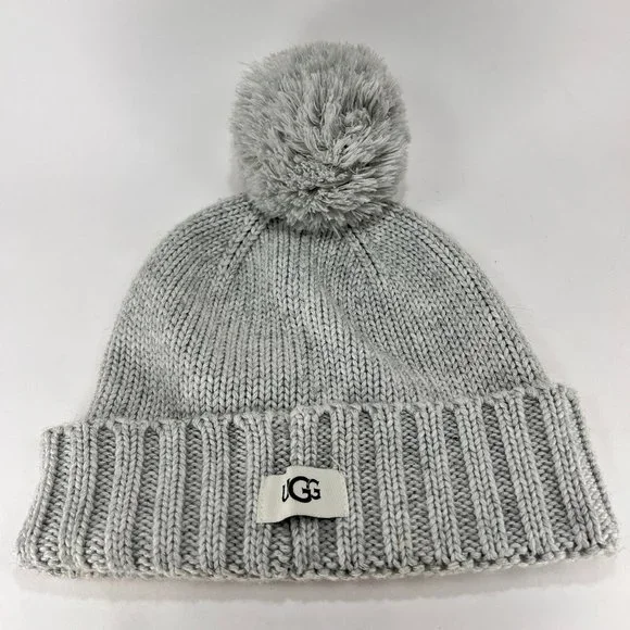 UGG | Accessories | Ugg Pompom Beanie Hat Marled Gray Knit  display picture 1